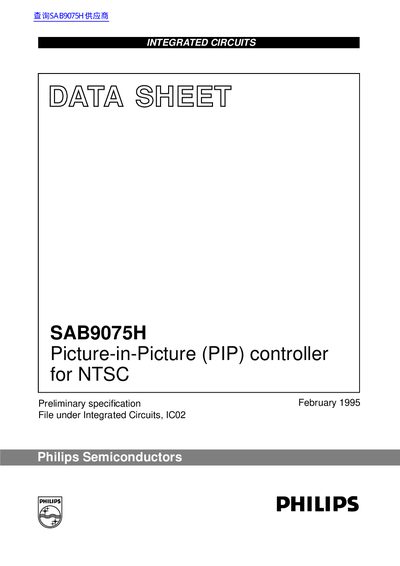 Philips SAB9075H Picture-in-Picture Controller Datasheet - cover page