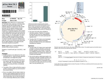 NEB pGLuc Mini-TK 2 Vector Product Leaflet - cover page