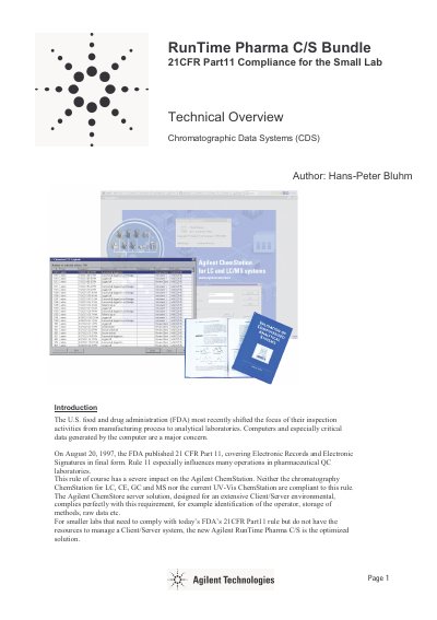 Agilent RunTime Pharma C/S Bundle Product Leaflet - cover page