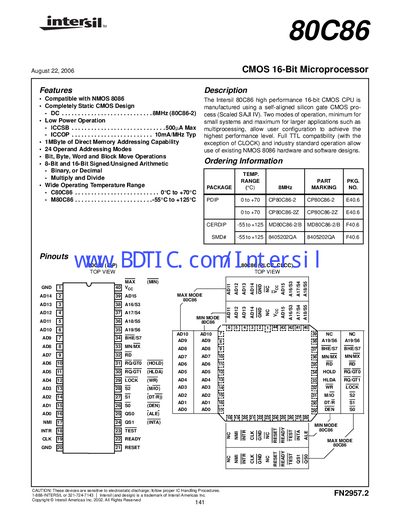 Intersil 80C86 Microprocessor User Manual