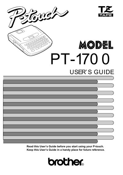 Brother PT-1700 Label Printer User's Guide - cover page