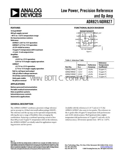 Analog Devices ADR821/ADR827 Datasheet - cover page