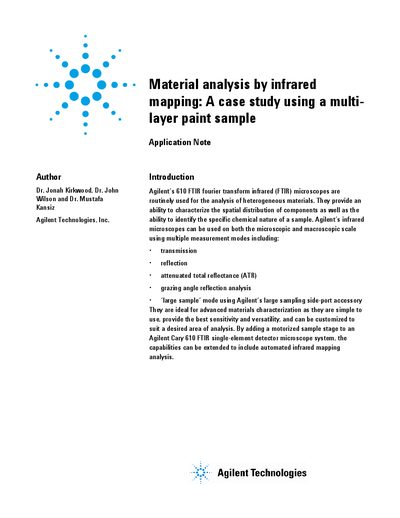 Agilent Cary 610 FTIR Infrared Mapping Application Note - cover page