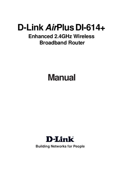 D-Link AirPlusDI-614+ Manual - cover page