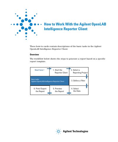 Agilent OpenLAB Intelligence Reporter Client User Manual - cover page