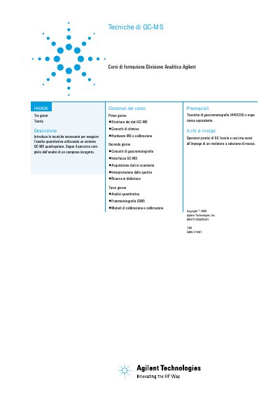 Agilent Tecniche di GC-MS(H4040A) Manual