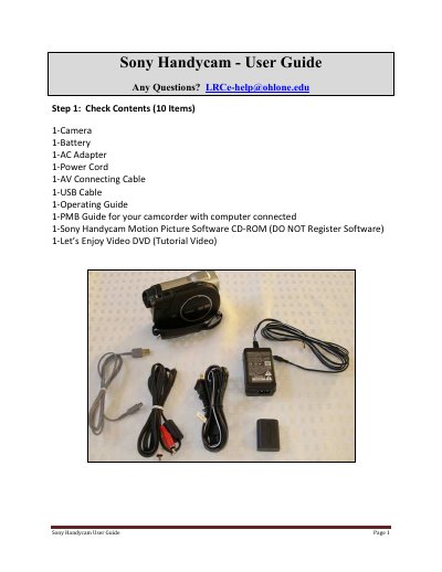 Sony Handycam User Guide - cover page