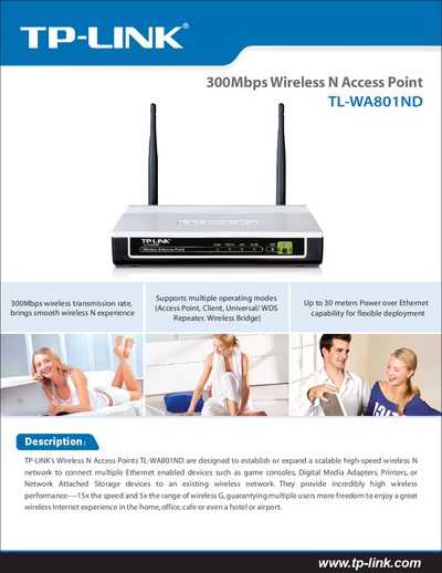 TP-Link TL-WA801ND Wireless N Access Point User Guide