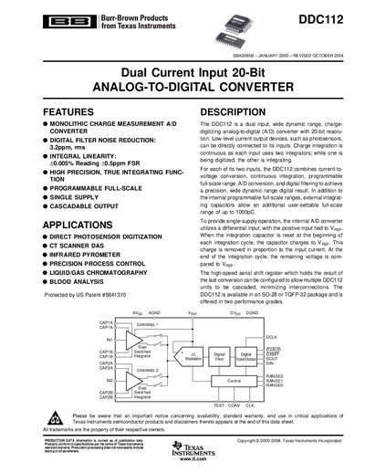 Texas Instruments DDC112 Datasheet - cover page