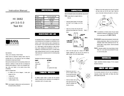 Hanna Instruments HI 3882 pH Test Kit Instruction Manual - cover page