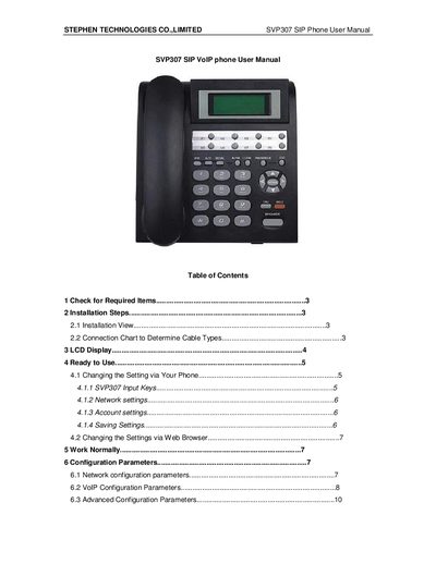 Stephen Technologies SVP307 SIP Phone User Manual - cover page