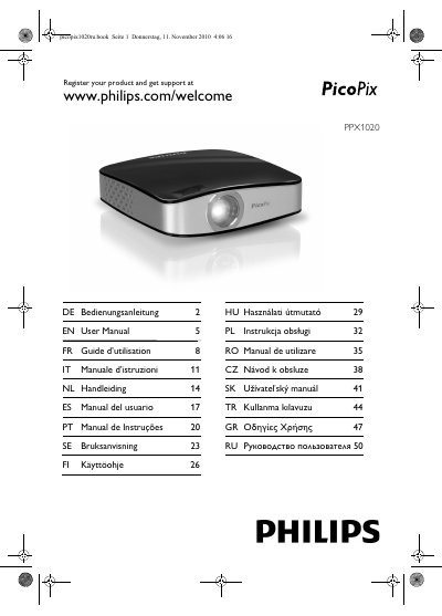 Philips PPX1020 Pocket Projector User Manual