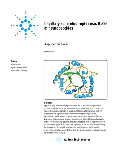Agilent Capillary Zone Electrophoresis of Neuropeptides Application Note - cover page