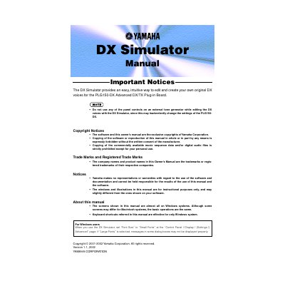 Yamaha DX Simulator Owner's Manual - cover page