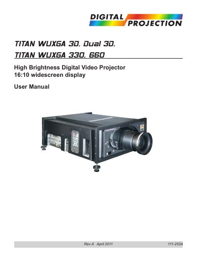 TITAN WUXGA 3D Dual 3D 330 660 digital Projector user manual - cover page