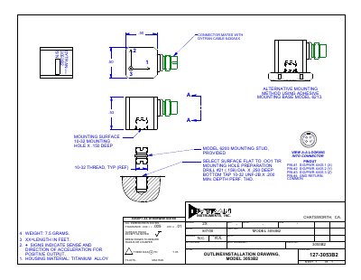 Instrument Instruments 3053B2 Triaxial Accelerometer Specifications