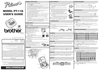 Brother PT-11Q Label Maker User's Guide - cover page