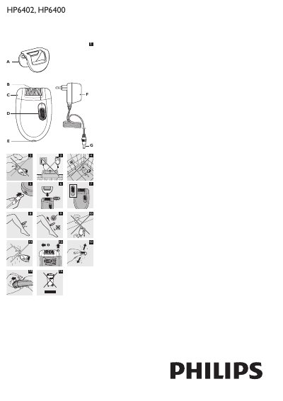 Philips HP6402/HP6400 Epilator User Manual