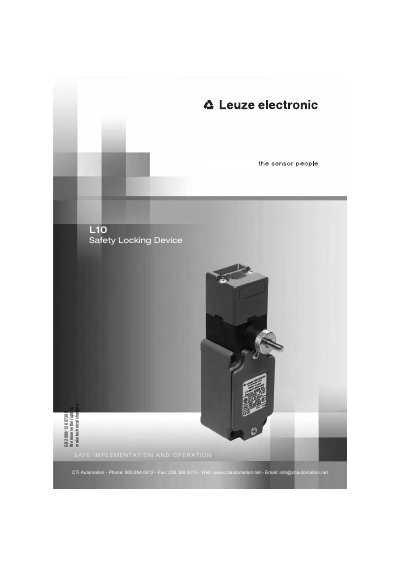 Leuze electronic L10 Safety Locking Device Manual - cover page