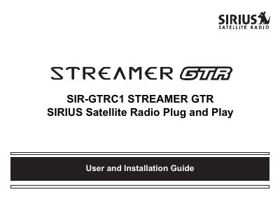 Brix Labs SIR-GTRC1 Streamer GTR User and Installation Guide - cover page