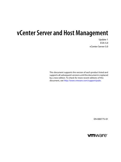 VMware vCenter Server 5.0 Host Management Update 1 User Manual - cover page