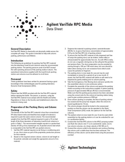 Agilent VariTide RPC Media Data Sheet - cover page