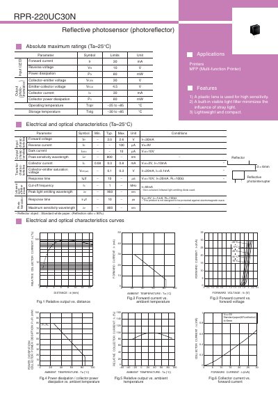 ROHM RPR-220UC30N Reflective Photosensor Handbook - cover page
