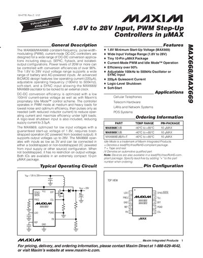 Maxim MAX668/MAX669 Datasheet - cover page