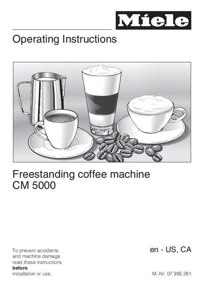 Miele CM 5000 Coffee Machine Operating Instructions - cover page