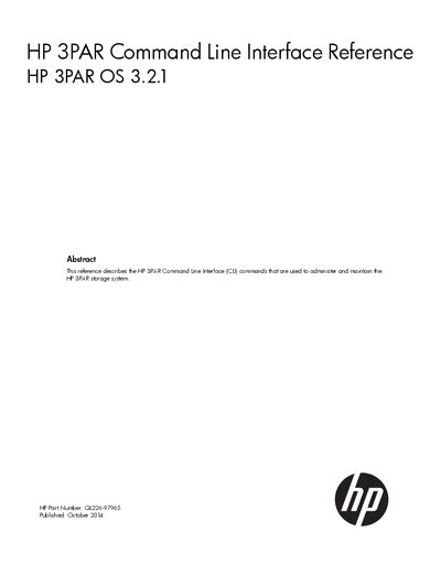 HP 3PAR Command Line Interface Reference - cover page