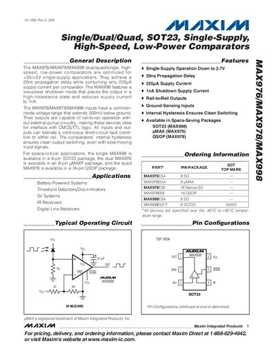 Maxim MAX976/MAX978/MAX998 Datasheet - cover page