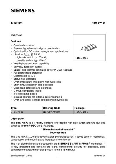 Siemens BTS 775G Datasheet - cover page