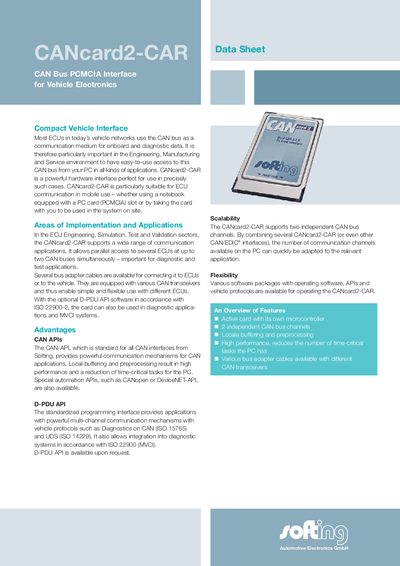 Softing CANcard2-CAR User Manual