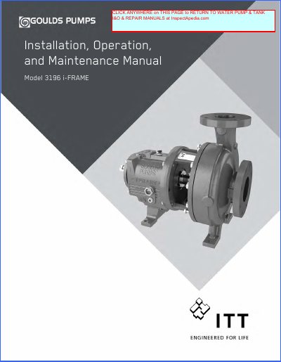 ITT Model 3196 i-FRAME Installation Operation and Maintenance Manual - cover page