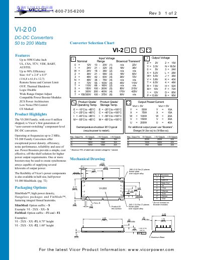 Vicor VI-200 DC-DC Converter Handbook - cover page