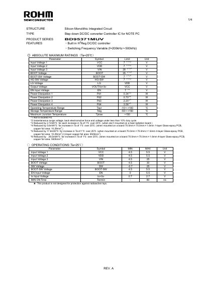 ROHM BD95371MUV Datasheet - cover page