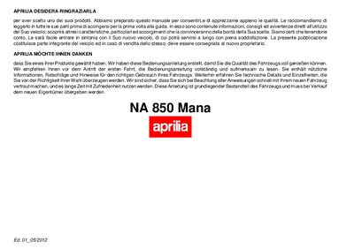 Aprilia NA 850 Mana User Manual - cover page