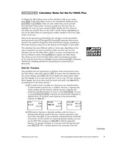 Casio fx-7400G Plus Calculator Notes - cover page
