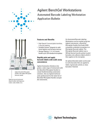 Agilent BenchCel Automated Barcode Labeling Workstation Application Bulletin - cover page