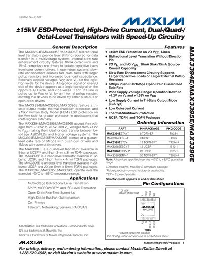 Maxim MAX3394E/MAX3395E/MAX3396E Datasheet - cover page