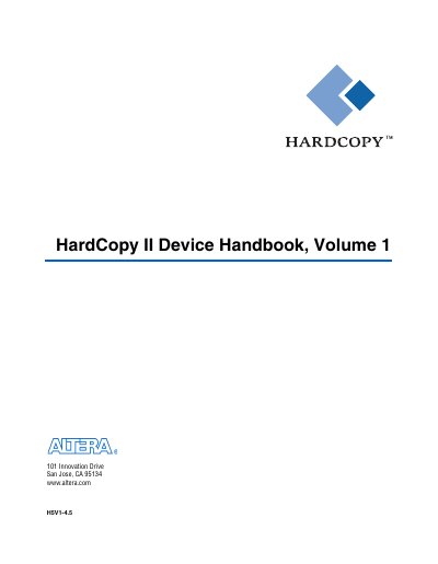 Altera HardCopy II Device Handbook Volume 1 User Guide - cover page