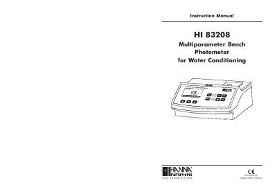 Hanna Instruments HI 83208 Multiparameter Bench Photometer Instruction Manual - cover page