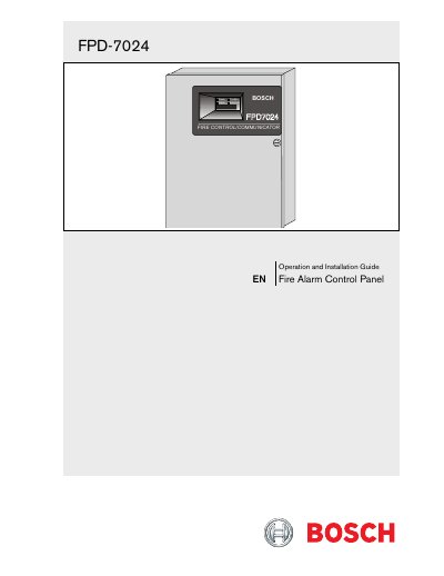 Bosch FPD-7024 Fire Alarm Control Panel Operation and Installation Guide - cover page