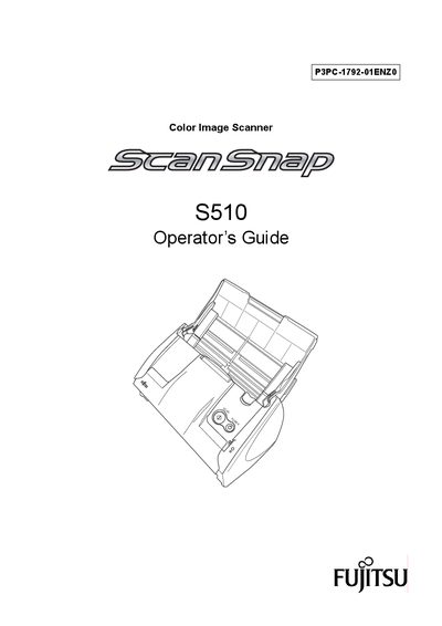 Fujitsu ScanSnap S510 Operator's Guide - cover page
