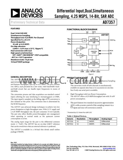 Analog Devices AD7357 Datasheet - cover page