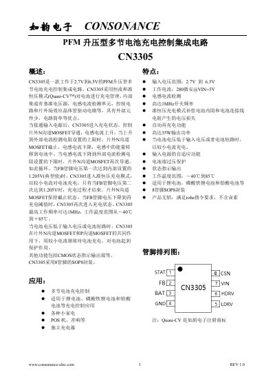 Consonance CN3305 Integrated Circuit Datasheet - cover page