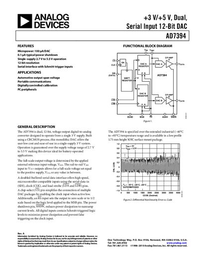 Analog Devices AD7394 Datasheet - cover page