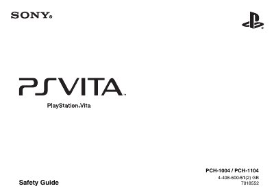 Sony PS Vita PCH-1004/PCH-1104 Safety Guide - cover page