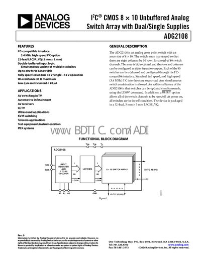 Analog Devices ADG2108 Handbook - cover page