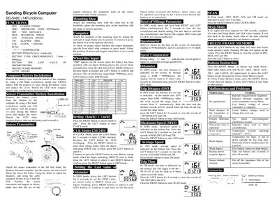 Sunding SD-548C Bicycle Computer User Manual - cover page